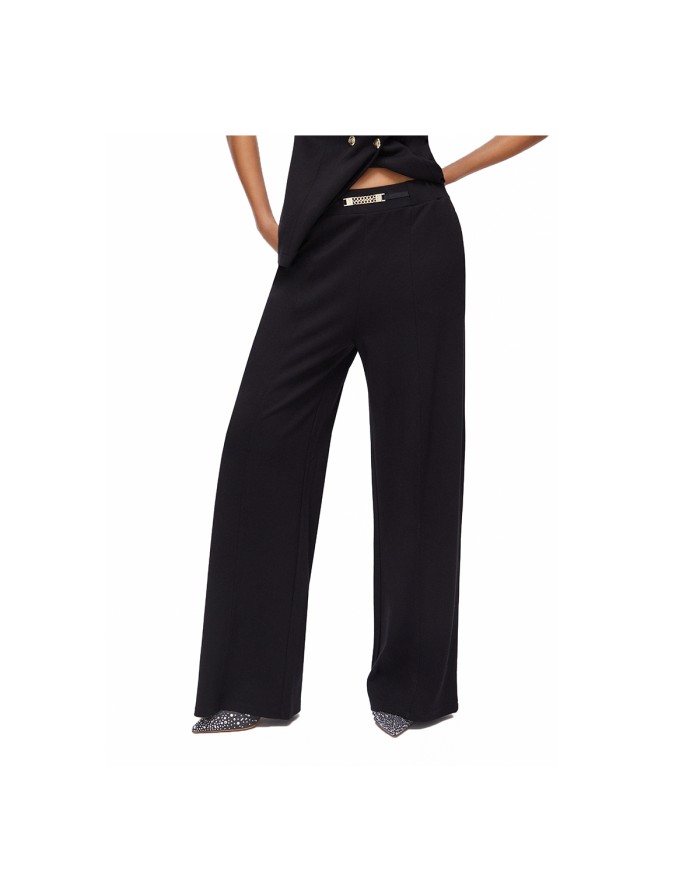 LIU-JO PANTALONI DONNA IN JERSEY PUNTO MILANO NERO TA6026 126