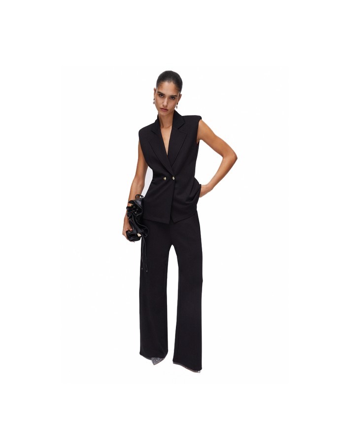 LIU-JO PANTALONI DONNA IN JERSEY PUNTO MILANO NERO TA6026 126