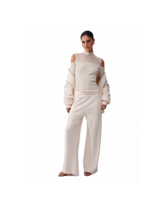 LIU-JO PANTALONI DONNA IN JERSEY PUNTO MILANO CHAMPAGNE TA6026 126