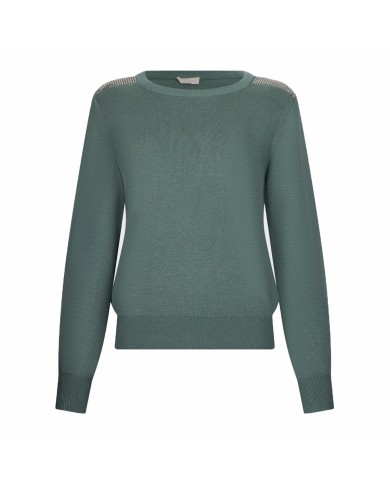 LIU-JO MAGLIA DONNA SWEATER CON PERLINE MILITARY TA6043 126