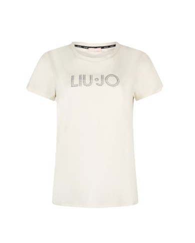 LIU-JO T SHIRT DONNA CCON STRASS WHITE MILK TA6056 126