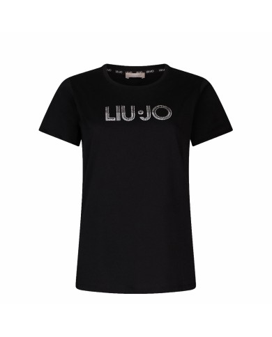 LIU-JO T SHIRT DONNA CON STRASS NERO TA6056 126