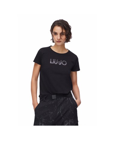 LIU-JO T SHIRT DONNA CON STRASS NERO TA6056 126