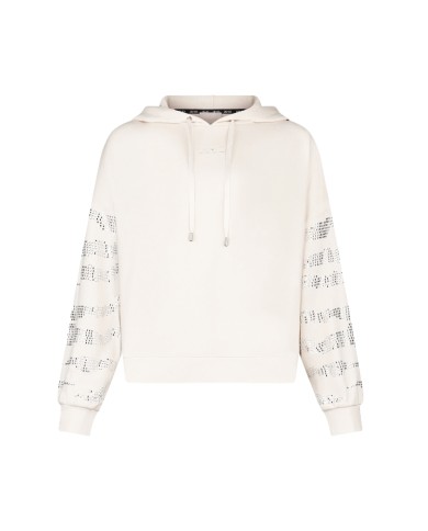 LIU-JO FELPA DONNA SWEATSHIRT CON CAPPUCCIO E APPLICAZIONI CHAMPAGNE TA6129 126