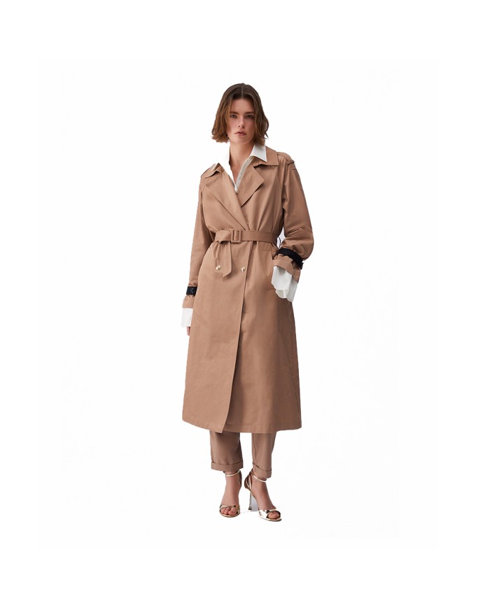 LIU-JO TRENCH DONNA LUNGO CON CINTURA ALMOND TA6146 126