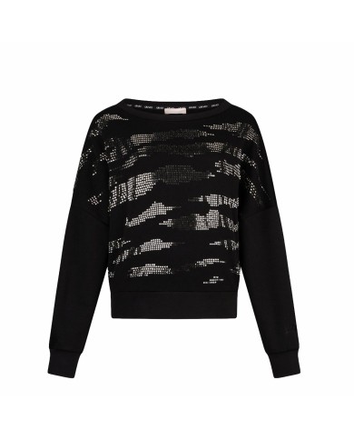 LIU-JO FELPA DONNA SWEATSHIRT CON APPLICAZIONI NERO TA6191 126
