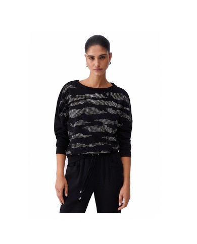 LIU-JO FELPA DONNA SWEATSHIRT CON APPLICAZIONI NERO TA6191 126
