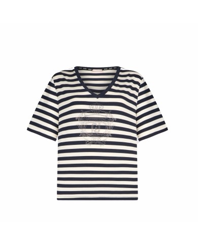 LIU-JO T SHIRT DONNA CON RIGHE WHITE MILK E BLUE SKY TA6206 126
