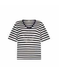 LIU-JO T SHIRT DONNA CON RIGHE WHITE MILK E BLUE SKY TA6206 126
