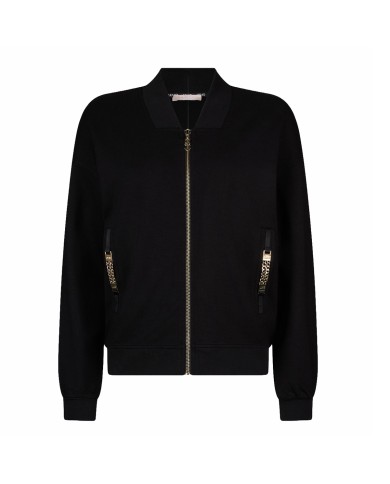 LIU-JO FELPA DONNA SWEATSHIRT CON ZIP E DETTAGLI CHIAN BLACK TA6241 126