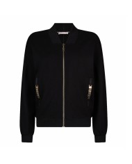 LIU-JO FELPA DONNA SWEATSHIRT CON ZIP E DETTAGLI CHIAN BLACK TA6241 126
