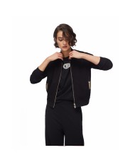 LIU-JO FELPA DONNA SWEATSHIRT CON ZIP E DETTAGLI CHIAN BLACK TA6241 126
