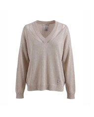 LIU-JO MAGLIA DONNA SWEATER CON SCOLLO A V CHAMPAGNE LUX TA6244 126