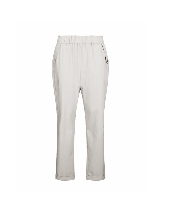 LIU-JO PANTALONI DONNA PANTS SLIM FIT CON RISVOLTO WHITE MILK TA6255 126