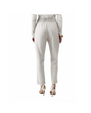 LIU-JO PANTALONI DONNA PANTS SLIM FIT CON RISVOLTO WHITE MILK TA6255 126