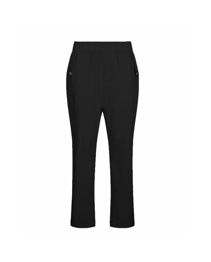 LIU-JO PANTALONI DONNA PANTS SLIM FIT CON RISVOLTO BLACK TA6255 126