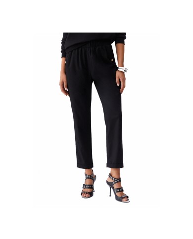 LIU-JO PANTALONI DONNA PANTS SLIM FIT CON RISVOLTO BLACK TA6255 126
