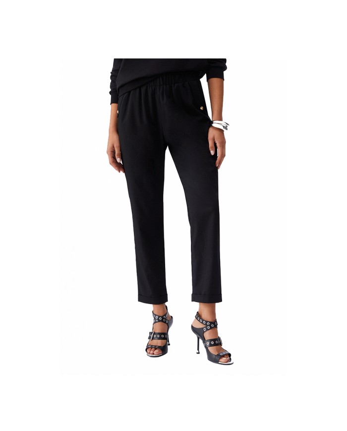 LIU-JO PANTALONI DONNA PANTS SLIM FIT CON RISVOLTO BLACK TA6255 126