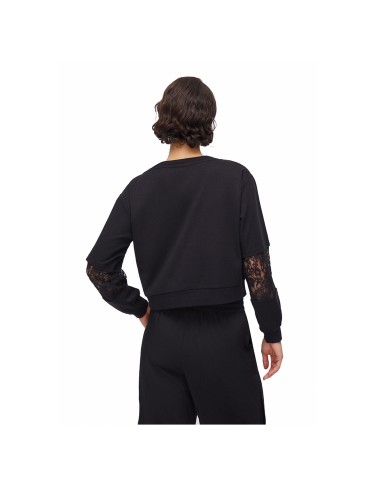 LIU-JO FELPA DONNA SWEATSHIRT CON INSERTI IN PIZZO BLACK TA6282 126
