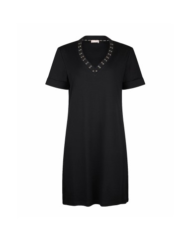 LIU-JO ABITO DONNA DRESS CORTO CON OCCHIELLI DECORATIVI BLACK TA6296 126
