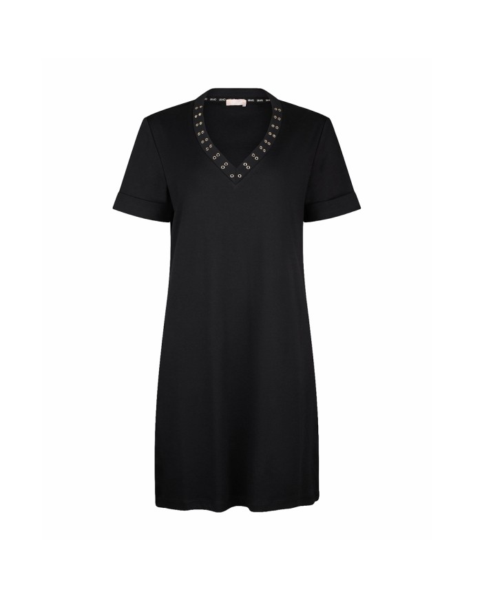 LIU-JO ABITO DONNA DRESS CORTO CON OCCHIELLI DECORATIVI BLACK TA6296 126