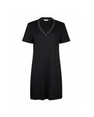 LIU-JO ABITO DONNA DRESS CORTO CON OCCHIELLI DECORATIVI BLACK TA6296 126