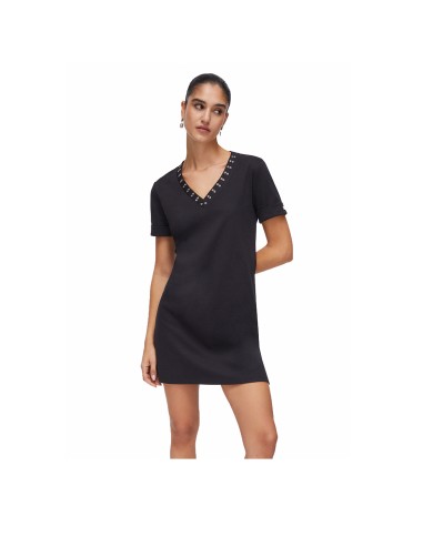 LIU-JO ABITO DONNA DRESS CORTO CON OCCHIELLI DECORATIVI BLACK TA6296 126
