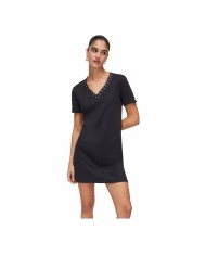 LIU-JO ABITO DONNA DRESS CORTO CON OCCHIELLI DECORATIVI BLACK TA6296 126