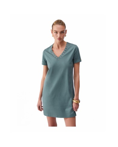 LIU-JO ABITO DONNA DRESS CORTO CON OCCHIELLI DECORATIVI MILITARY TA6296 126