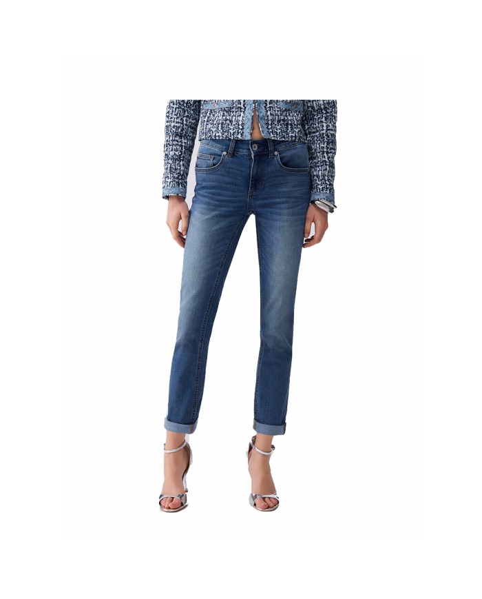 LIU-JO JEANS DONNA SKINNY CON RISVOLTO DENIM BLUE SCURO UA6006 126
