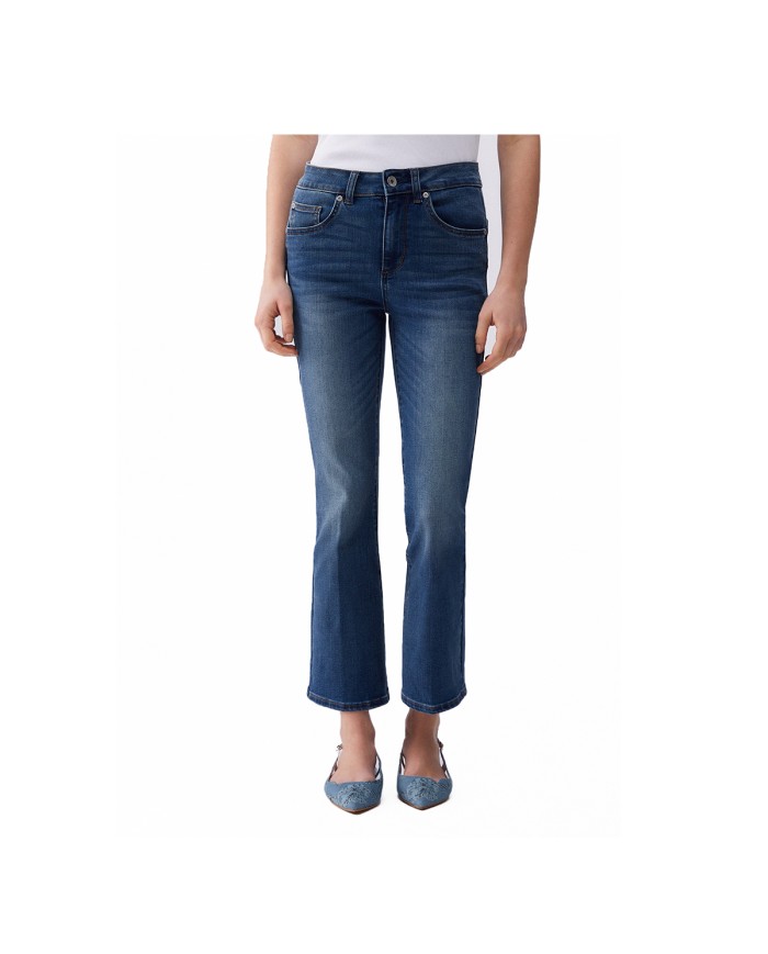 LIU-JO JEANS DONNA FLARE CROPPED DENIM BLUE WORLD UA6040 126