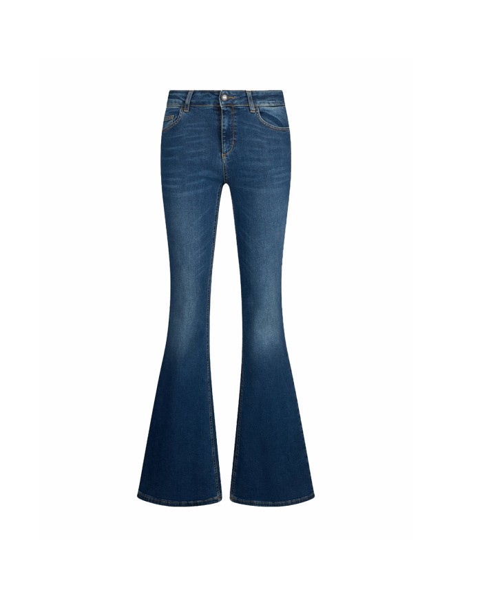 LIU-JO JEANS DONNA FLARE CON INSERTO ELASTICO DARK BLUE UA6058 126