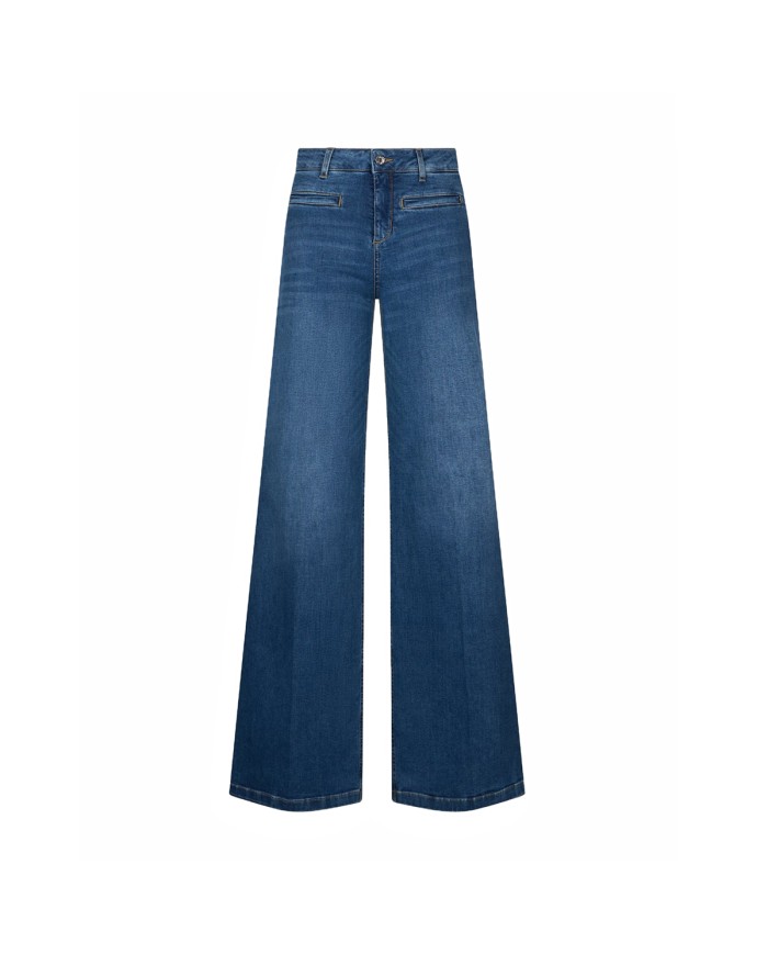 LIU-JO JEANS DONNA FLARE CON INSERTO ELASTICO DENIM BLUE SCURO UA6069 126