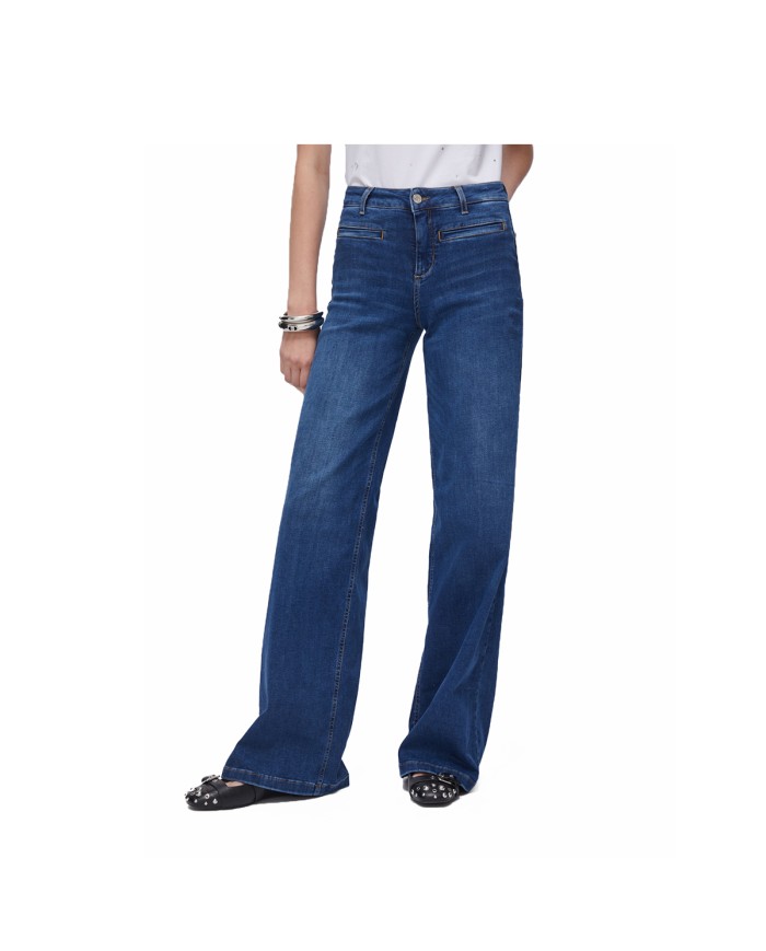 LIU-JO JEANS DONNA FLARE CON INSERTO ELASTICO DENIM BLUE SCURO UA6069 126