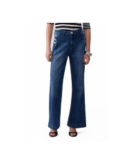 LIU-JO JEANS DONNA FLARE A VITA ALTA CON BOTTONI DENIM DARK BLUE UA6162 126
