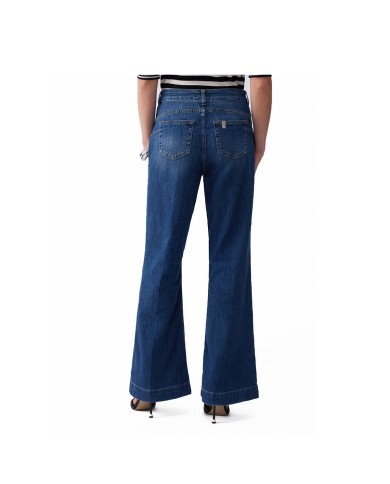 LIU-JO JEANS DONNA FLARE A VITA ALTA CON BOTTONI DENIM DARK BLUE UA6162 126