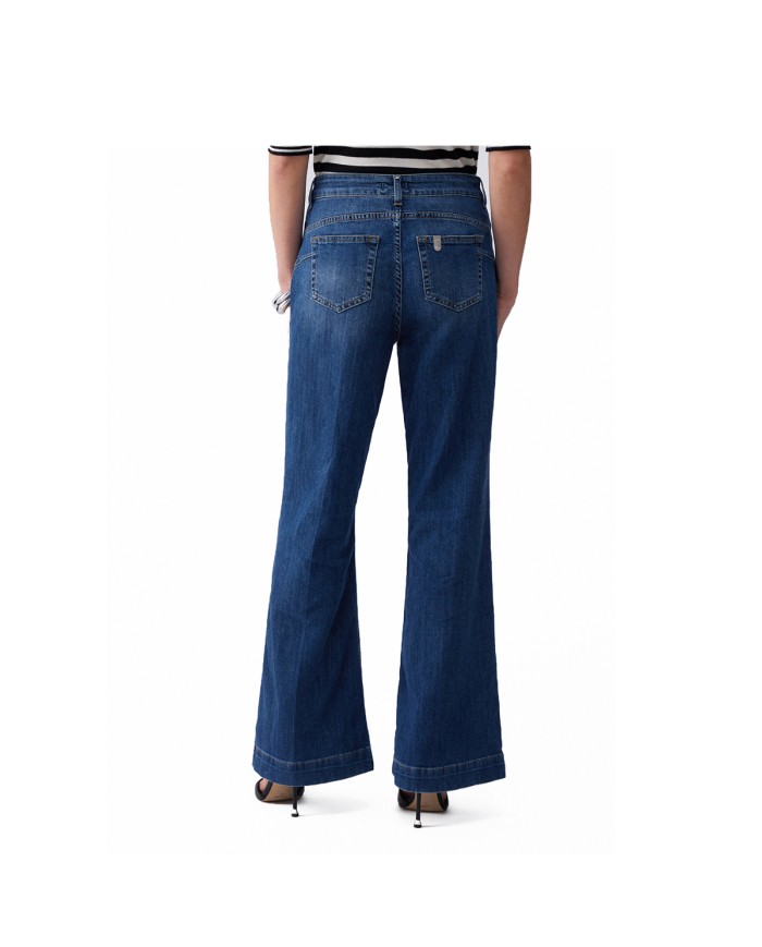 LIU-JO JEANS DONNA FLARE A VITA ALTA CON BOTTONI DENIM DARK BLUE UA6162 126