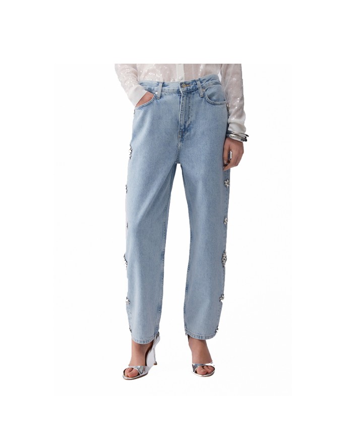 LIU-JO JEANS DONNA STRIGHT CON RICAMI GIOIELLO DENIM BLUE UA6196 126