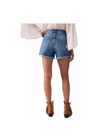LIU-JO SHORT DONNA IN DENIM CON RICAMI GIOIELLO DENIM BLUE UA6198 126