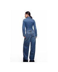 LIU-JO CAMICIA DONNA IN DENIM CON INTRECCI E STRINGHE DENIM BLUE UA6507 126