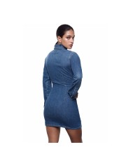 LIU-JO ABITO DONNA DRESS CORTO IN DENIM CON STRINGHE ED INTRECCIO DENIM BLUE UA6508 126