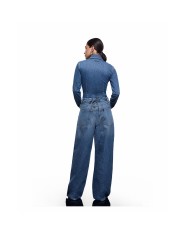 LIU-JO JEANS DONNA BAGGY CON STRINGHE AD INTRECCIO DENIM BLUE UA6510 126