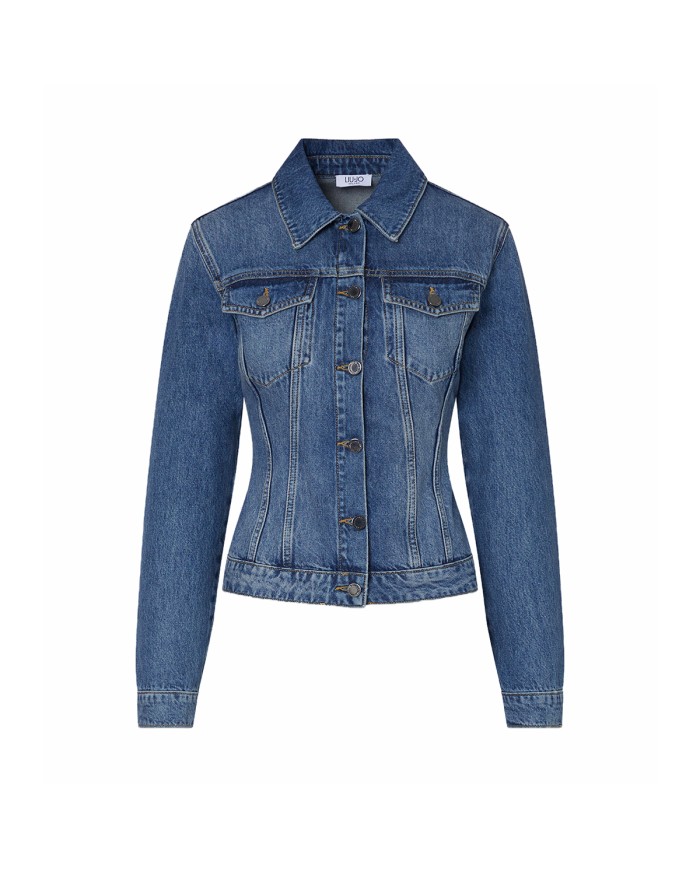 LIU-JO GIACCA DONNA IN DENIM CON INTRECCI E STRINGHE DENIM BLUE UA6511 126