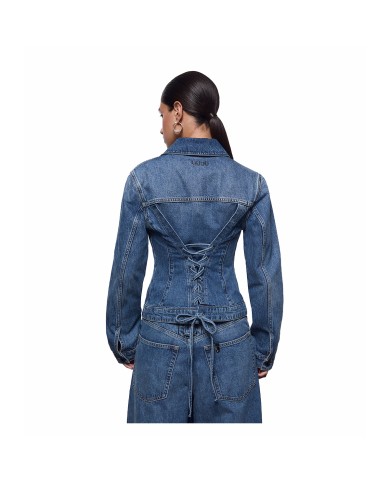 LIU-JO GIACCA DONNA IN DENIM CON INTRECCI E STRINGHE DENIM BLUE UA6511 126