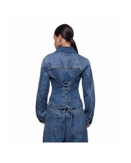 LIU-JO GIACCA DONNA IN DENIM CON INTRECCI E STRINGHE DENIM BLUE UA6511 126