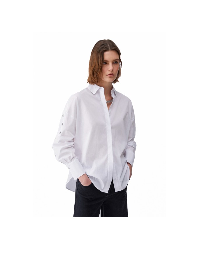 LIU-JO CAMICIA DONNA CON BOTTONI LOGATI WHITE WA6112 126