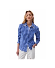 LIU-JO CAMICIA DONNA CON COLLETTO REMOVIBILE BLUE STRIPES WHITE WA6183 126
