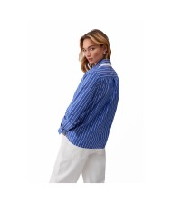 LIU-JO CAMICIA DONNA CON COLLETTO REMOVIBILE BLUE STRIPES WHITE WA6183 126
