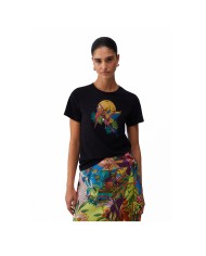 LIU-JO T SHIRT DONNA CON STAMPA E APPLICAZIONI BLACK WA6237 126