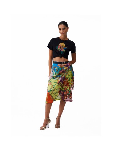 LIU-JO T SHIRT DONNA CON STAMPA E APPLICAZIONI BLACK WA6237 126